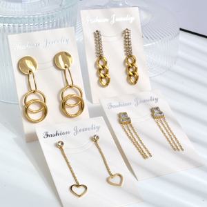 <b>Fashion</b> Jewelry Luxury 18K Gold Plated Stainless Steel <b>Drop</b> <b>Earrings</b> with Customized Shape for Unisex - Product Image 4