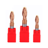 Fraise CNC en carbure de tungstène, embout de boule, outil de coupe de mèche de fraise, 2 cannelures HRC55, 1 pièce