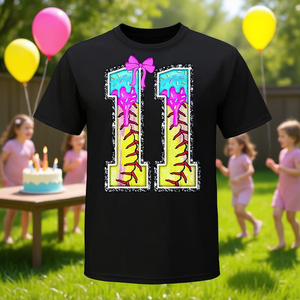 Camiseta con lazo para niña de 11 años, diseño de helado, para cumpleaños número 11, Softball - Product Image 3