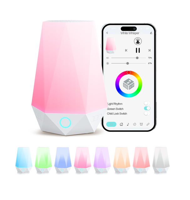 White Noise Sound Machine 32 Soothing Tones Night Lights Memory Function 5 Sleep Timer Volumes-1 Year Warranty for Household Use