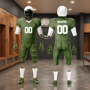Ensemble de maillots de football américain personnalisés pour hommes, adultes, vert, noir, blanc, col en V, manches courtes, impression sublimée, évacuation de l'humidité, 100% - Product Image 2