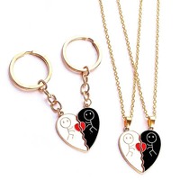 En gros Porte-clés magnétique en forme de cœur, Pendentif d'amour assorti, Collier de couple, Décoration de sac à dos tendance, Petit cadeau