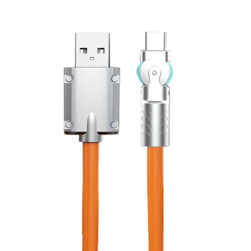 Veggieg High Quality 180 Degree Rotation USB Type C Cable 6A Fast Charge For Huawei Samsung USB-C Wire Quick Charging Usb Cable