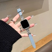 Bracelet de montre Upro Fashion pour femme, luxe, diamants irréguliers, métal + cuir véritable, 41 42 45 49 mm pour Apple Iwatch 11 10 9 8 7 Ultra