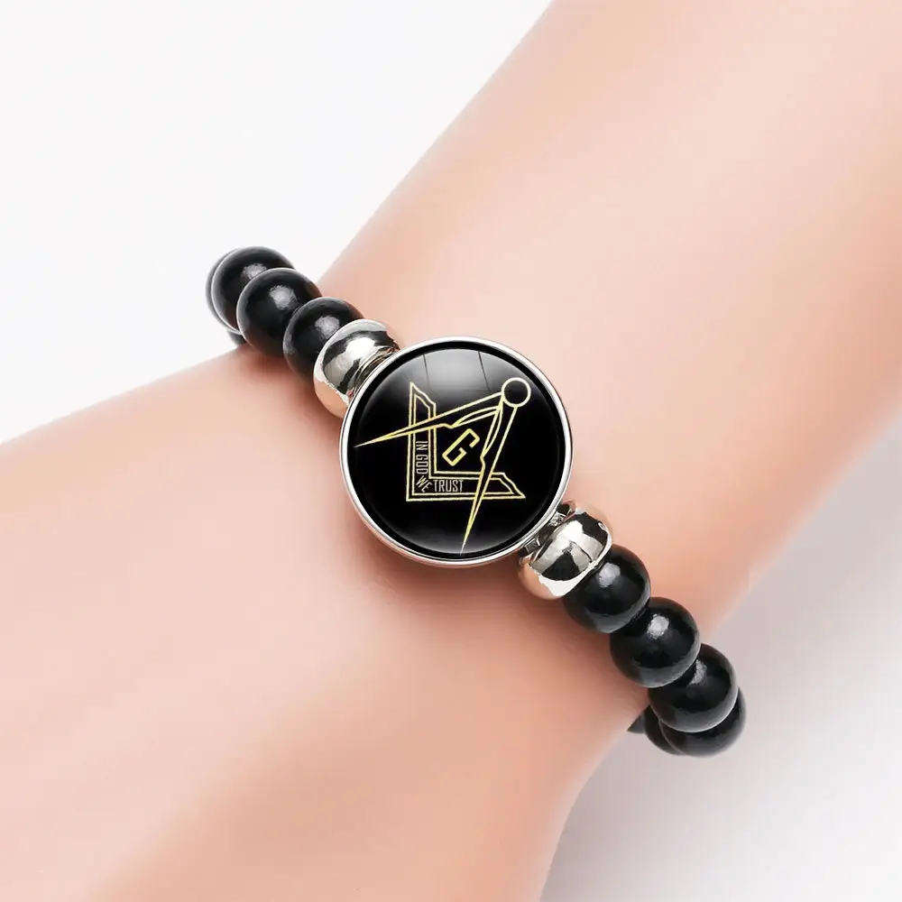 10 design misterioso distintivo massonico braccialetto da uomo con gemma elastica in rilievo