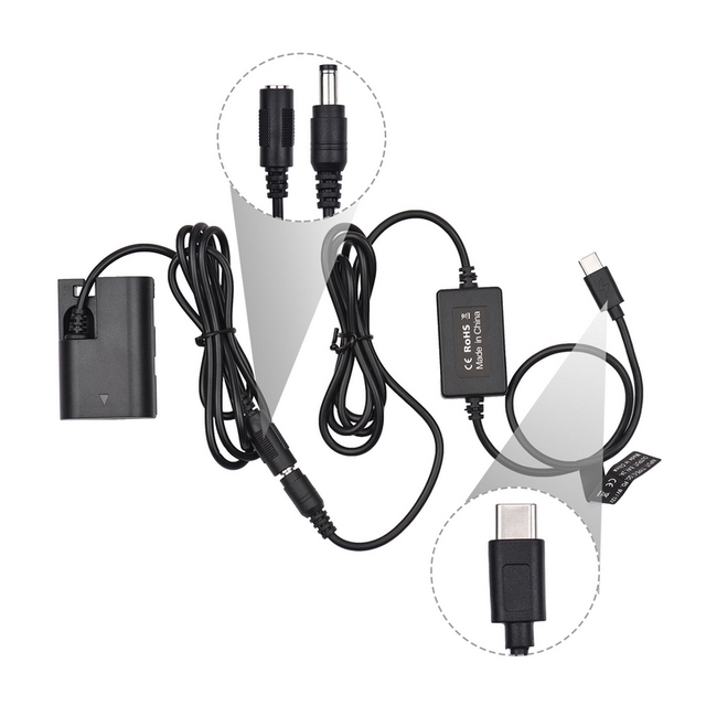 PD USB Type-C Cable to DR-E6 Dummy Battery DC Coupler LP-E6N Replacement for Canon EOS 60D 70D 80D 5DS R 5D Mark IV III 5D4