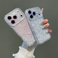 Funda de Teléfono con Lazo Rosa y Diamantes Brillantes para iPhone 13 14 15 16 17 18 Pro Max, Nueva 2026 para Chicas