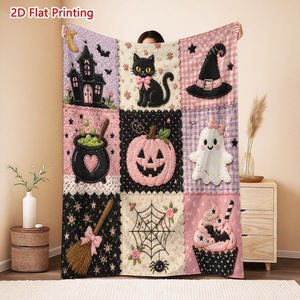 <b>Halloween</b> Ghost Pumpkin Spider Flannel <b>Blanket</b> Throw <b>Blanket</b> Nap <b>Blanket</b> Spooky <b>Halloween</b> Decor Lightweight Breathable Wholesale - Product Image 5