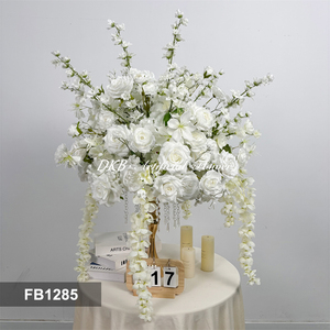 DKB Factory Vente en gros de centres de table de mariage, décorations de table, <span class=keywords><strong>roses</strong></span> artificielles en soie blanches, en gros, pour fêtes et maison, boules de fleurs - Product Image 3
