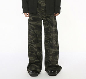 Pantalones de Camuflaje Rectos de Moda Retro para Hombre, Fabricantes Personalizados de Fábrica OEM, Pantalones Anchos Holgados Lavados Estilo <span class=keywords><strong>Baggy</strong></span> - Product Image 5