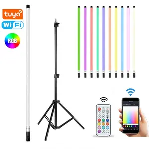 Tuya akıllı rgb floresan lamba Wifi kablosuz App uzaktan kumanda ses led tüp rgb standı tripod