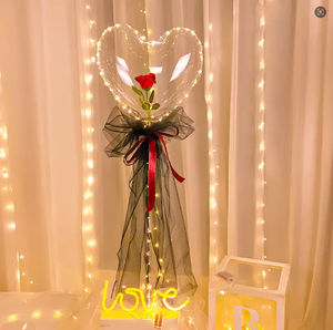 Bouquet de roses en ballon lumineux LED Bobo Globos San Valentin Ensemble de fleurs décoratives pour la Saint-Valentin Boîte cadeau - Product Image 6