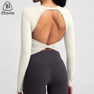 Ropa Deportiva Personalizada al por Mayor, Sujetador Deportivo <span class=keywords><strong>de</strong></span> Yoga, Tops <span class=keywords><strong>de</strong></span> Entrenamiento, Camisetas para Gimnasio, Fitness y Running, Tops Deportivos Cortos <span class=keywords><strong>de</strong></span> Manga Larga con Espalda Abierta - Product Image 1