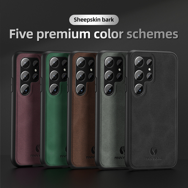 For Samsung S24 Ultra S25 Edge S26 Plus S23 S22 S21 S20 FE Shockproof Back Cover Nice Sheepskin PU Leather Shockproof Phone Case