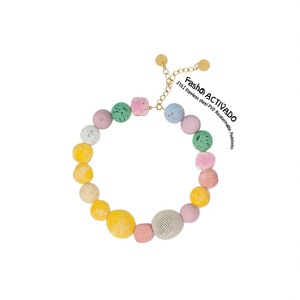Fashion <b>Beaded</b> <b>Bracelet</b> 316L Stainless Steel PVD <b>Gold</b> Plating Sustainable Resistant Multi Color Round Beads - Product Image 2