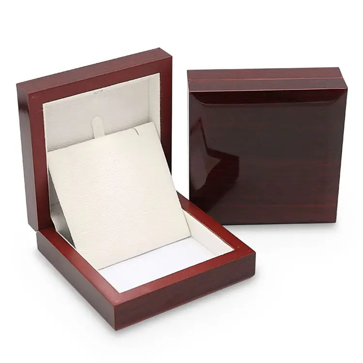 Luxury Velvet Inner Necklace Bracelet Ring Box Led light Red Wooden mahonie Gift Box