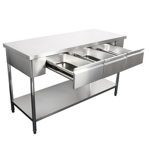 Plan <span class=keywords><strong>de</strong></span> travail <span class=keywords><strong>de</strong></span> cuisine en acier inoxydable commercial 201/304 avec tiroir, taille personnalisée, protection environnementale, robuste, pour hôtel et <span class=keywords><strong>restaurant</strong></span> - Product Image 2