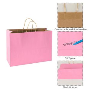 Sacs de courses en papier kraft blanc personnalisés, imprimés flexographiquement, recyclables, pour restaurants, boulangeries, aliments, avec poignée longue et logo – Vente en gros - Product Image 3