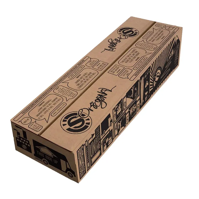 Skateboard packaging Unique shape tuck top Packaging Box Corrugated Packaging Boxes Custom Black Gift Box