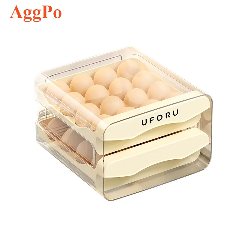 Trứng lưu trữ container cho tủ lạnh, 32 trứng chủ cho tủ lạnh rõ ràng Stackable nhựa trứng Dispenser