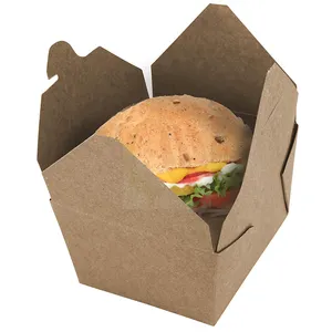 कस्टम डिस्पोजेबल रेस्तरां टोगो कंटेनर दोपहर के भोजन के पैकिंग बक्से क्राफ्ट पेपर दूर ले पैकेजिंग चीनी फास्ट फूड बॉक्स