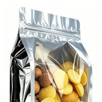 Pochette personnalisée avec fermeture éclair, thermoscellable, étanche à l'humidité, en PE, avec fenêtre transparente pour l'emballage alimentaire (noix, fruits secs, snacks)