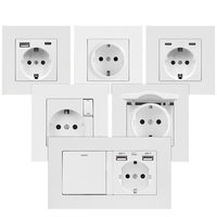 Interrupteur mural et prise de courant de haute qualité, série EU, grand panneau plat, pour la maison, produit électrique domestique