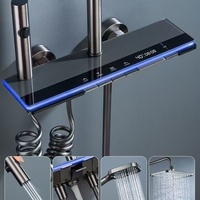 Juego de ducha de lujo ligero con pantalla digital y teclas de piano, grifos termostáticos de montaje en pared para baño doméstico con temperatura constante