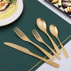 Elegant Shine Set de couverts décoratifs en acier inoxydable or mat pour lave-vaisselle au meilleur prix - Product Image 5