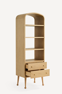 Étagère à livres autoportante de style scandinave moderne en bois massif de haute qualité avec boîte de rangement et tiroir - Product Image 3