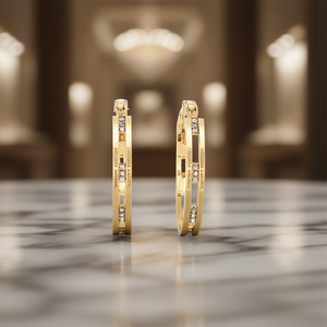 Orecchini a Cerchio Grandi da Donna con Micro Pavé di Zirconi, Stile Ufficio, Gioielli alla Moda - Product Image 2