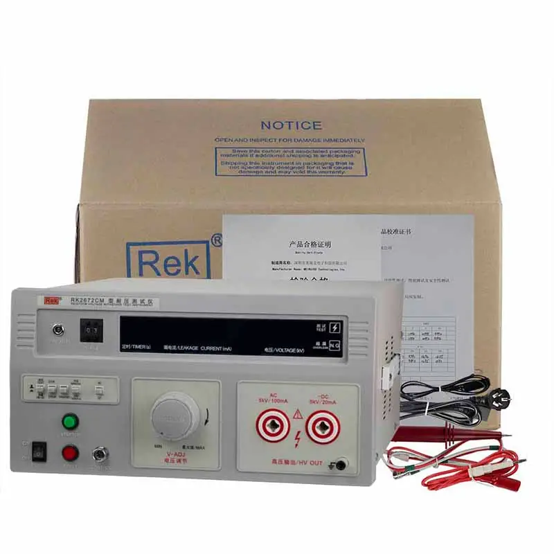 CE RoHs Rek RK2672CM เครื่องทดสอบกระแสไฟ AC และ DC เพื่อการวัดความปลอดภัยทางไฟฟ้าทนต่อการทดสอบแรงดันไฟฟ้า