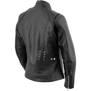 2025 Veste en cuir noir de qualité supérieure pour femmes pour motocyclistes LKL27007 avec doublure zippée petite taille - Product Image 6