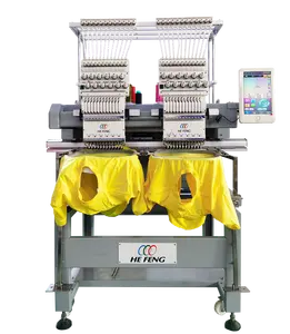 Hefeng 2 heads 12 needles smart computerized embroidery machine for cap/shirts/flat