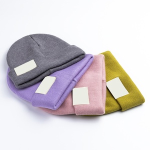 Eco Friendly Environmentally Sustainable Material Woven Label RPET Acrylic Unisex <b>Winter</b> Warm Skull Gorra Beanie Knitted <b>Hats</b> - Product Image 2