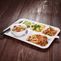 Vente en gros de cantine et cafétéria scolaires de qualité alimentaire servant une plaque à compartiments rectangulaire en mélamine à 6 sections