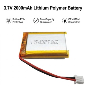 Batterie rechargeable au lithium polymère Akku LP103450 3,7 V 1800 mAh (2000 mAh) 103450 Li-Po en pochette avec PCM pour appareil GPS et médical - Product Image 1