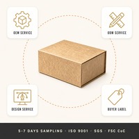 Boîte cadeau pliable en papier kraft avec logo personnalisé, emballage écologique pour thé, savon artisanal, acheteurs en gros