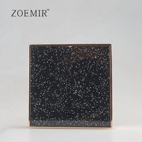 Palette de fards à paupières 9 couleurs, palette carrée vide pour crème blush avec miroir, couvercle noir personnalisé à paillettes, palette de maquillage visage de luxe dorée