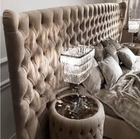 Ensemble de meubles de chambre à coucher lits italiens à grain supérieur avec tête de lit en cuir