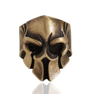 Anillo de Latón de Alta Calidad Estilo Vintage con Diseño de Esqueleto Negro, Máscara de Guerrero Espartano y Casco, Anillo de Calavera Individual para Mujeres y Hombres - Product Image 1