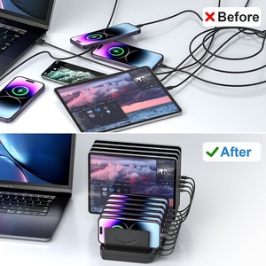Stazione di Ricarica USB da Tavolo con 10 Porte, Dock di Ricarica Rapida, Protezione Antistatica, Caricatore per Cellulari per Aree di Ricarica Pubbliche - Product Image 3