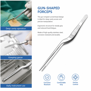 Pinzas Degao de Acero Inoxidable de 14 cm con Forma de Pistola, Punta Serrada de Precisión para Uso en Otorrinolaringología, Laboratorio y Clínico - Product Image 2