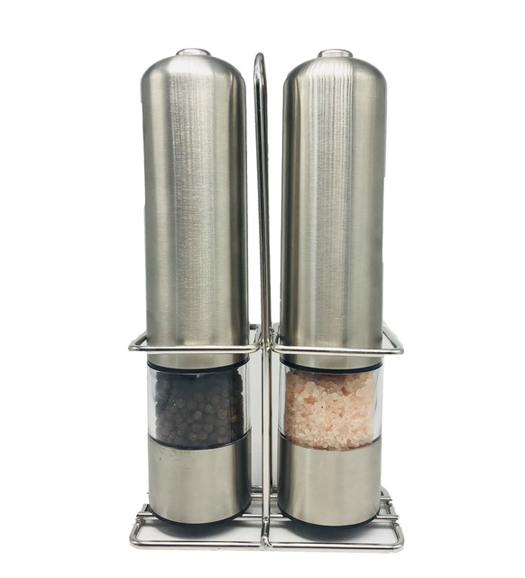 Best Selling Kitchen Gadgets Stainless Steel Electric Salt and Pepper Mill Set Pepper Mills Electric Spice Grinder with LEDs