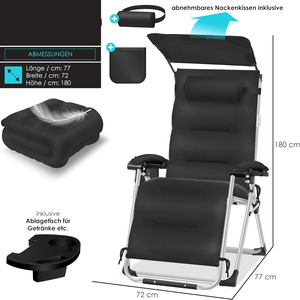 Chaise longue <span class=keywords><strong>de</strong></span> jardin pliable <span class=keywords><strong>XXL</strong></span>, résistante aux intempéries, charge maximale 200 kg, chaise longue inclinable à gravité zéro, chaise longue réglable - Product Image 2