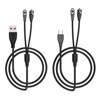 Câble de charge séparé 2-en-1 compatible SHOKZ pour écouteurs à conduction osseuse, 4 broches + 2 broches USB Type-C, charge haute vitesse, PVC
