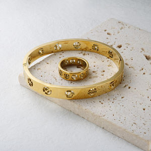 Horóscopo del zodiaco para mujer, joyería de oro de 18K, signo de <span class=keywords><strong>Piscis</strong></span> de acero inoxidable, conjunto de anillo de joyería hueca, 12 Uds. Al por mayor - Product Image 5