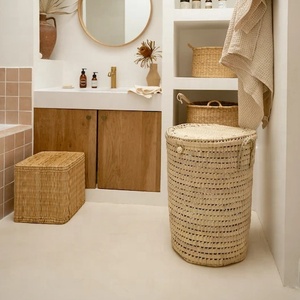 Large Handmade Palm Leaf Moroccan Foldable <b>Laundry</b> Basket <b>Storage</b> Bag for Clothing Bedding Tools Food-Home <b>Organization</b> Wardrobe - Product Image 2