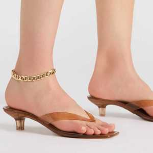 Sandales décontractées d'été pour femmes à talons chaton, à bout carré ouvert, style <span class=keywords><strong>tongs</strong></span> à talons - Product Image 5