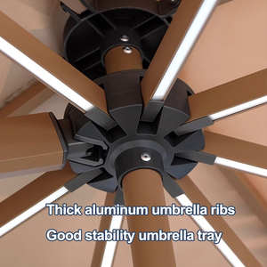 Paraguas de <span class=keywords><strong>patio</strong></span> en voladizo con luz LED resistente al viento y resistente a la lluvia de aluminio cuadrado azul de 10x12 pies para comer al aire libre - Product Image 5